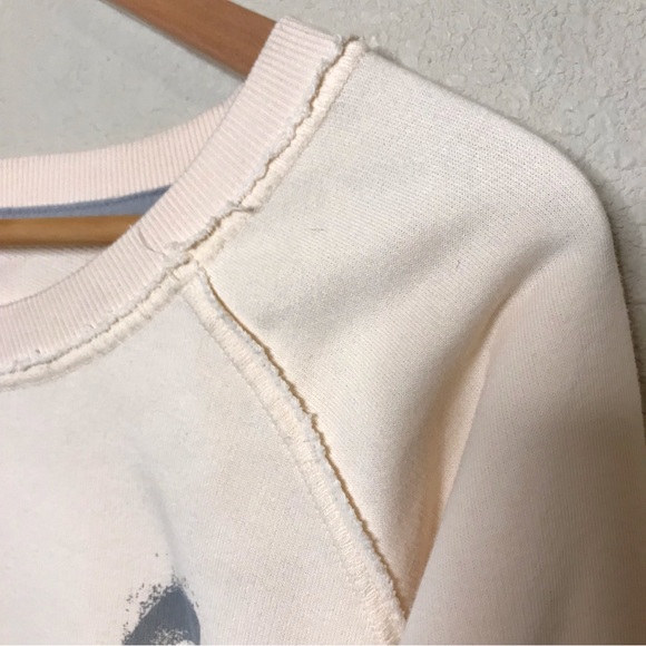 PUMA Top Cropped Long Sleeve Reverse Weave Raw Edge Ivory Gray Size S - Picture 5 of 8